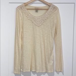 Lucky Brand Long Sleeve Tee With Embroidery